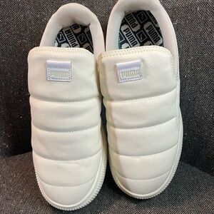 Puma Women's White Quilted Slip-On Sneakers